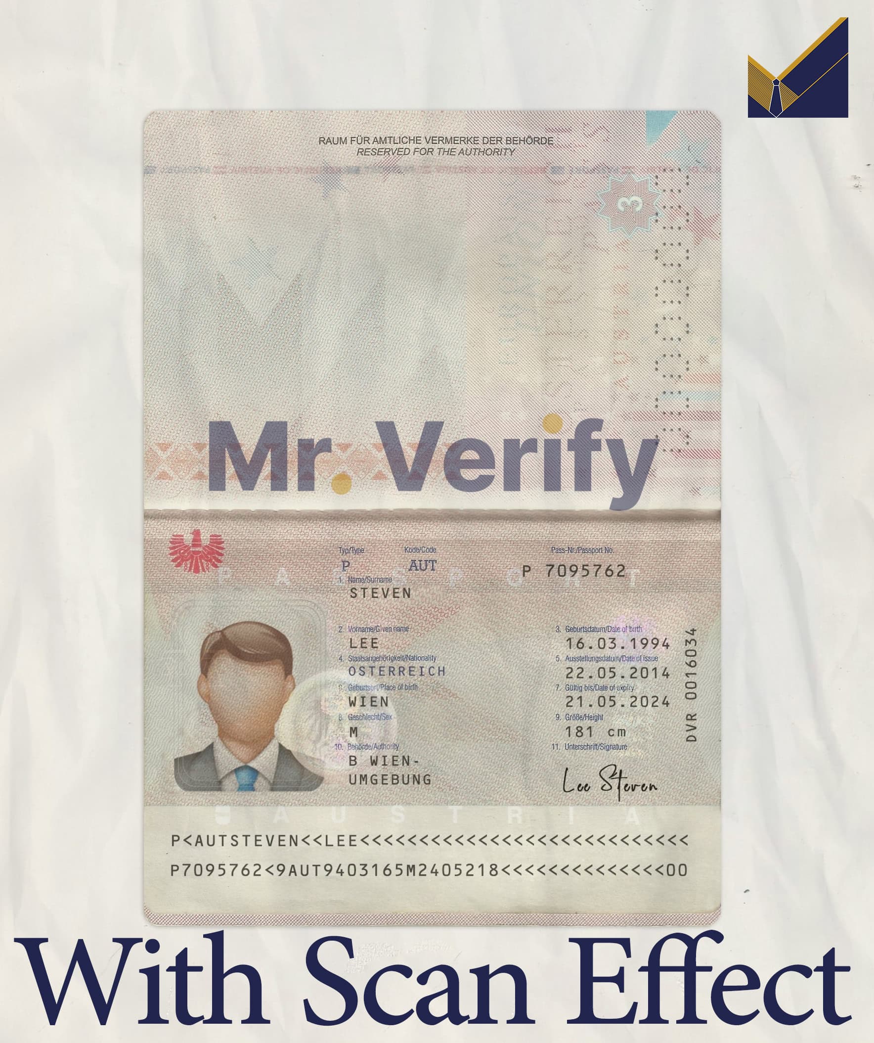 Austria Passport Template Scan Effect Austria Passport Template Scan Effect