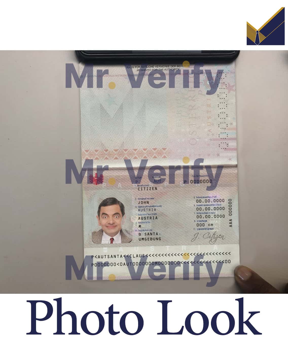 Austria Passport Template photo look Austria Passport Template photo look