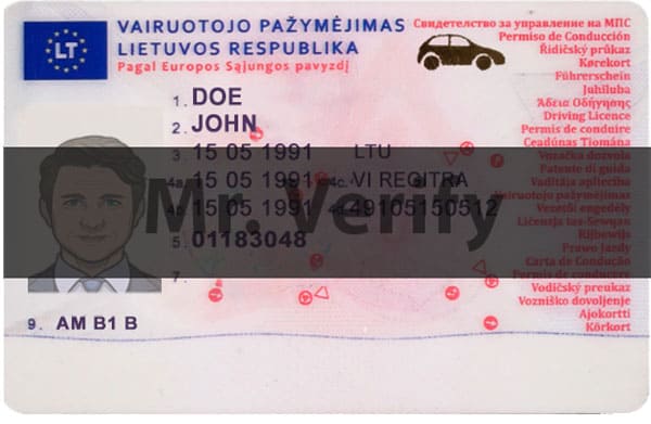 Lithuania driver license PSD template