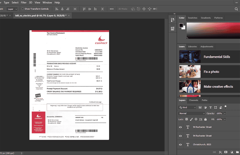 New Zealand New Zealand Electrcity Bill Psd Template