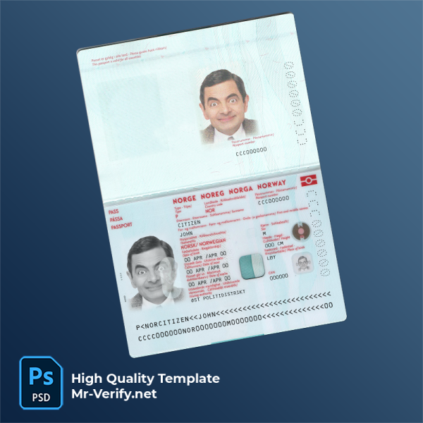 Norway Passport PSD Template