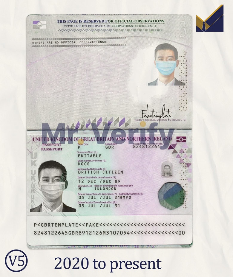 United-Kingdom-passport-template-2020 UK citizen passport editable format