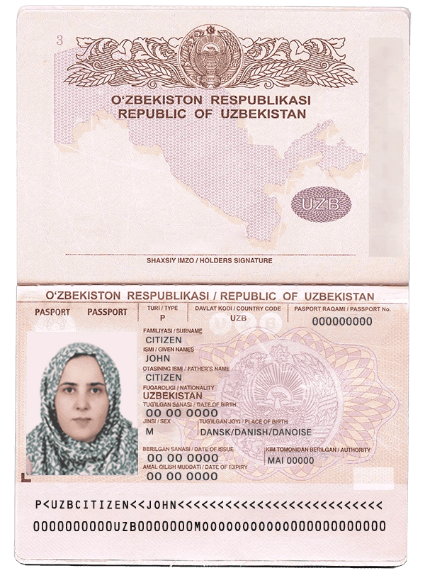 Uzbekistan Passport 01 PSD Template Download