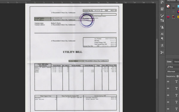 bill_chili Portugal Utility Bill psd template