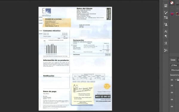 bill_endesa Endesa Utility Bill psd template
