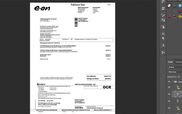 bill_swe Sweden Utility Bill psd template