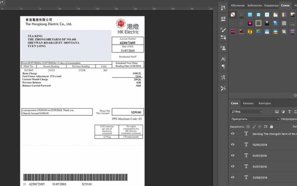 China HKelectric Utility Bill psd template
