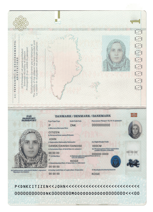 Denmark Digital Document Template Editable Denmark Passport PSD File