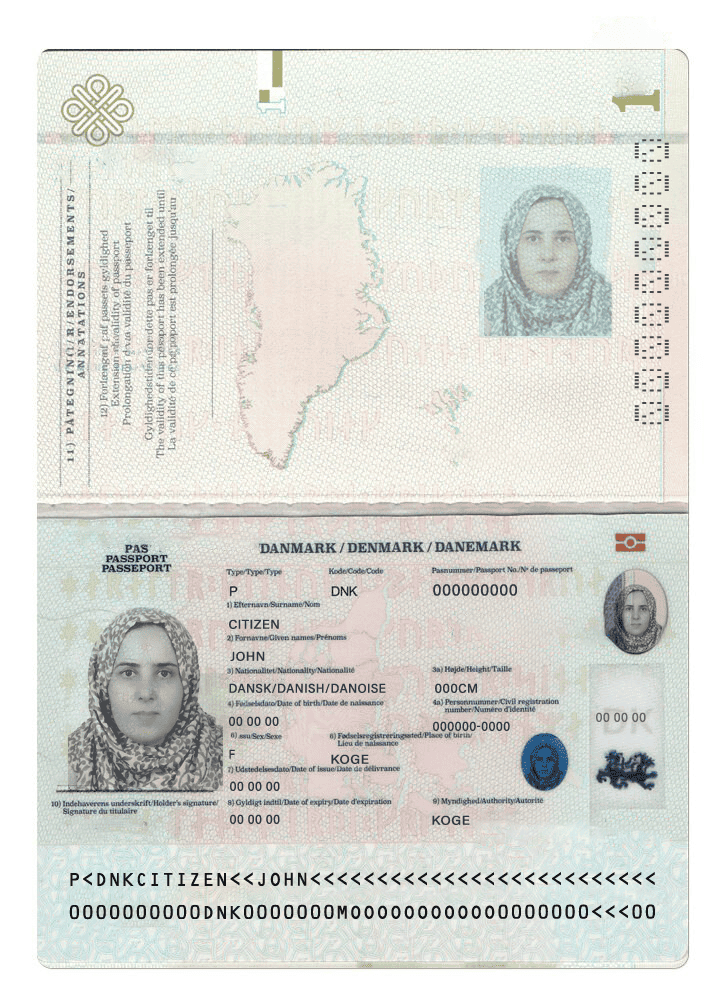 Denmark Digital Document Template Editable Denmark Passport PSD File