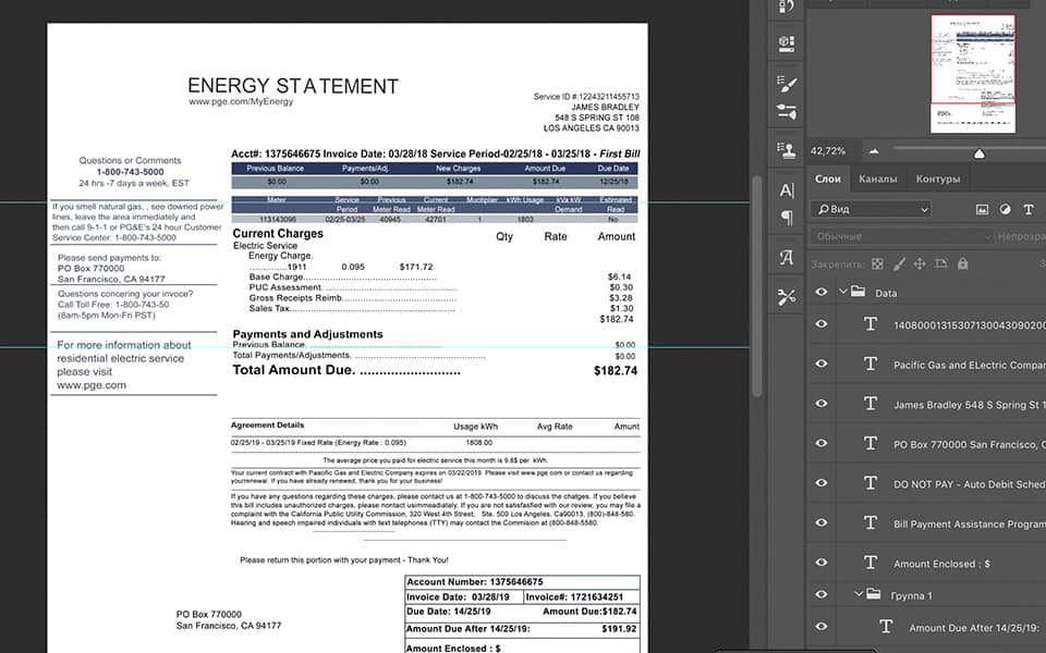 energy USA Energy Utility Bill psd template