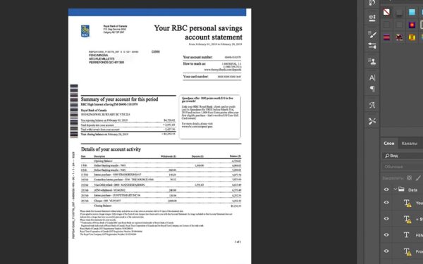 ?Royal bank of Canada Statement psd template