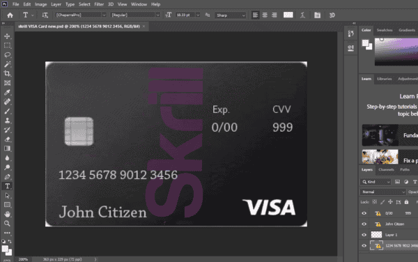 Skrill Visa Debit card Skrill Visa Debit card psd template