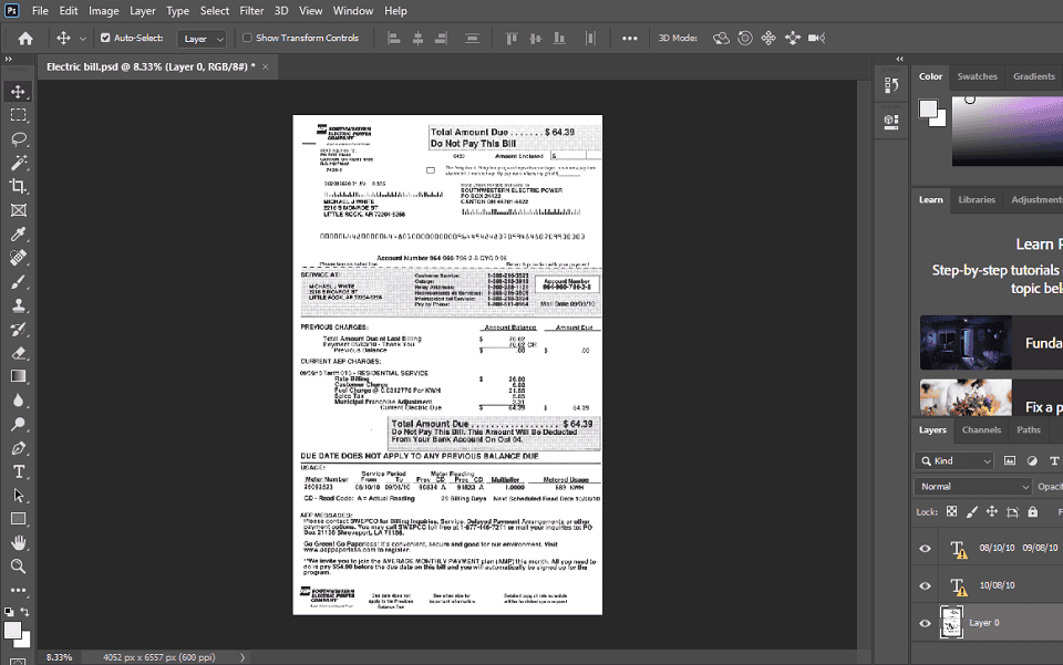 SouthWestern utillity bill SouthWestern Utility Bill psd template