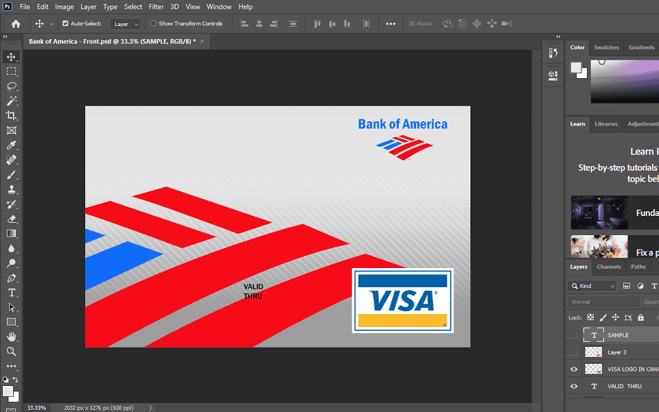 bank of america credit card Bank of America Credit Card PSD Template