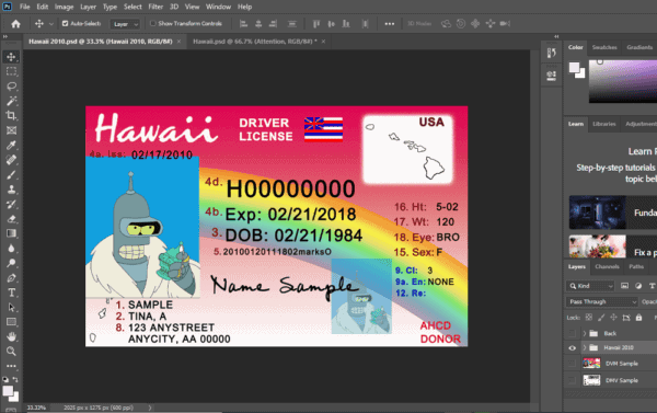 hawaii 1 Hawaii Driver License PSD Template (old version)