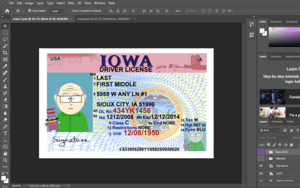 iowa dl Iowa Driver License PSD Template: Authentic Design