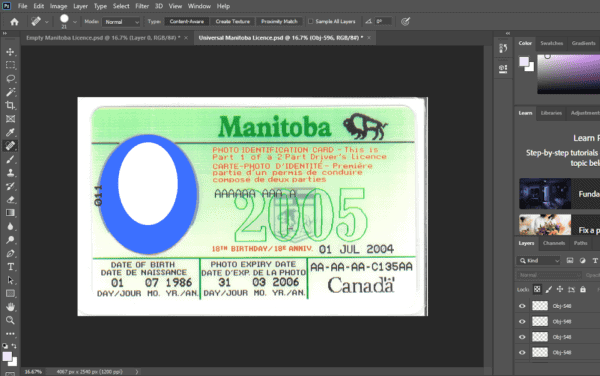 manitoba dl Manitoba Canada Driver License PSD Template