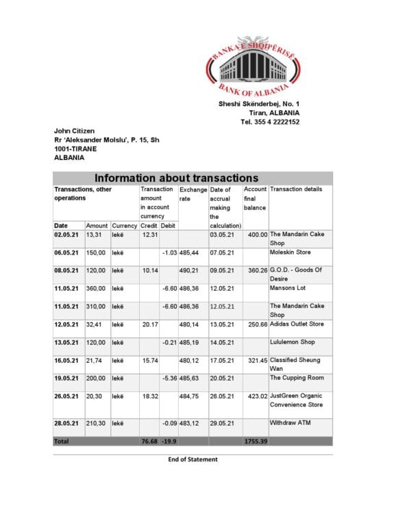 Albania-Bank-of-Albania-bank-statement-template-in-Excel-an-PDF-format.jpg Albania Bank of Albania bank statement template in Excel an PDF format