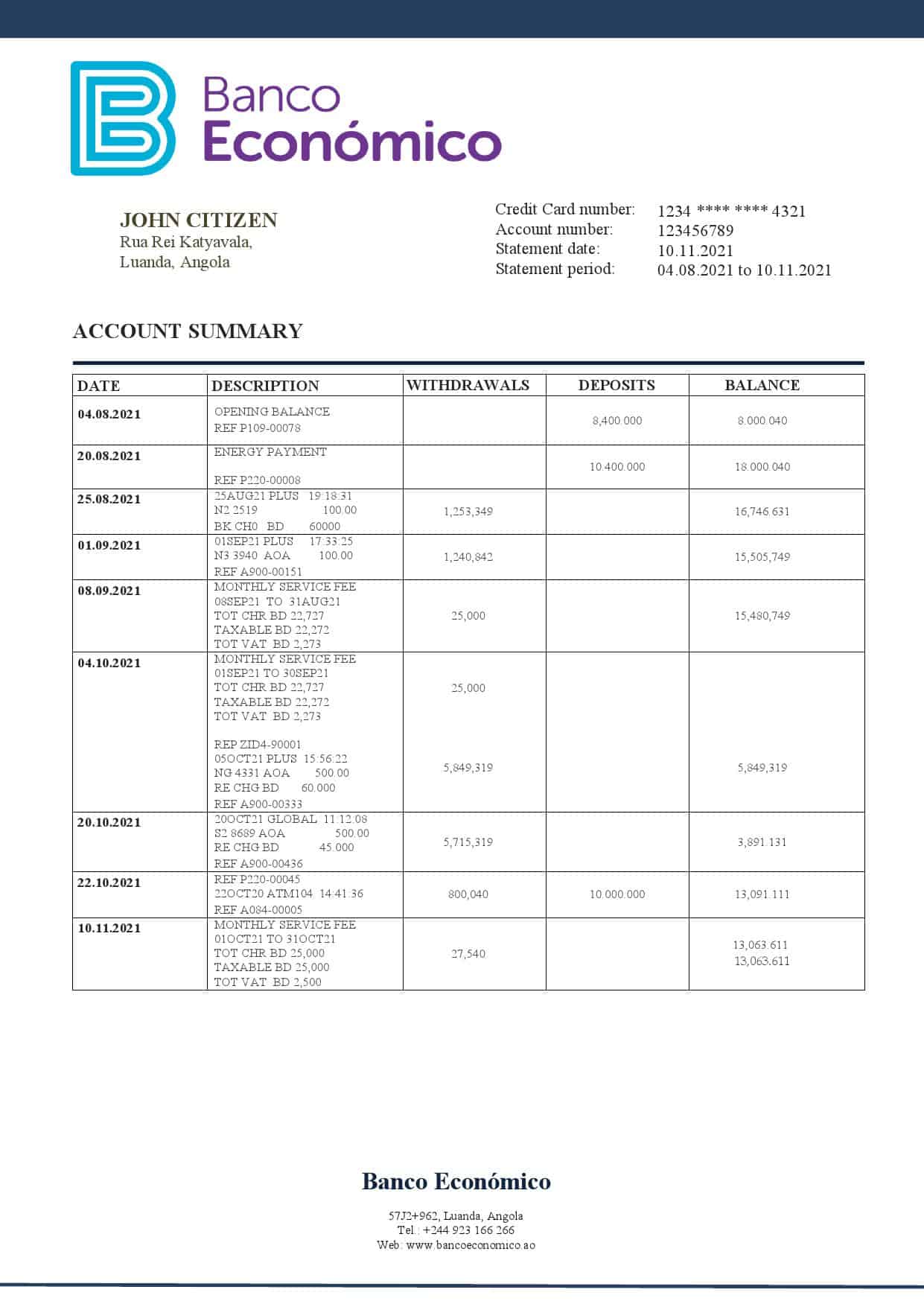 Angola-Banco-Economico-bank-statement-template-in-Word-and-PDF-format.jpg Angola Banco Economico bank statement template in Word and PDF format