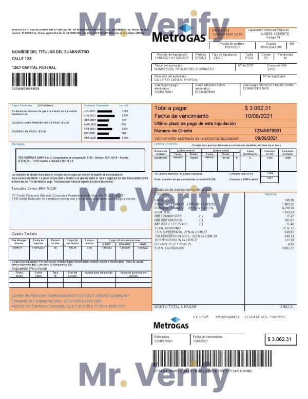 Argentina.jpg Argentina Metrogas easy to fill utility bill template in Word and PDF format