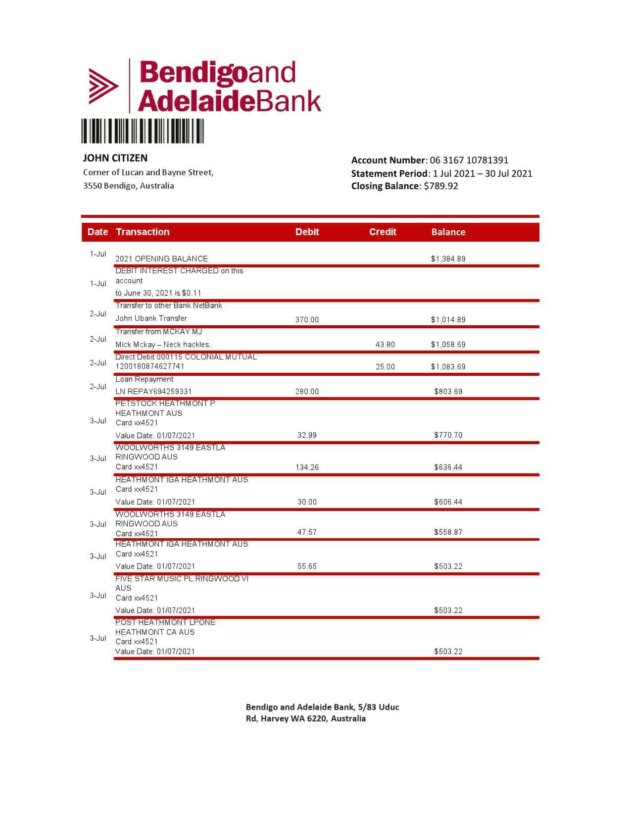 Australia-Bendigo-and-Adelaide-Bank-bank-statement-template-in-Excel-and-PDF-format-1.jpg Australia Bendigo and Adelaide Bank bank statement template in Excel and PDF format