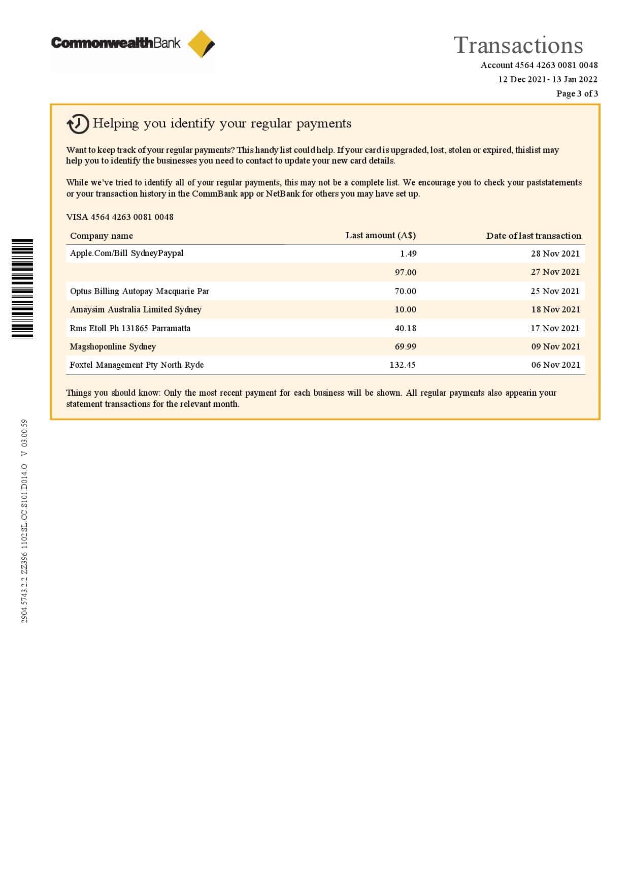 Australia-Commonwealth-bank-statement-new-version-3-pages_000003.jpg Australia Commonwealth bank statement, Word and PDF template, 3 pages - Image 3