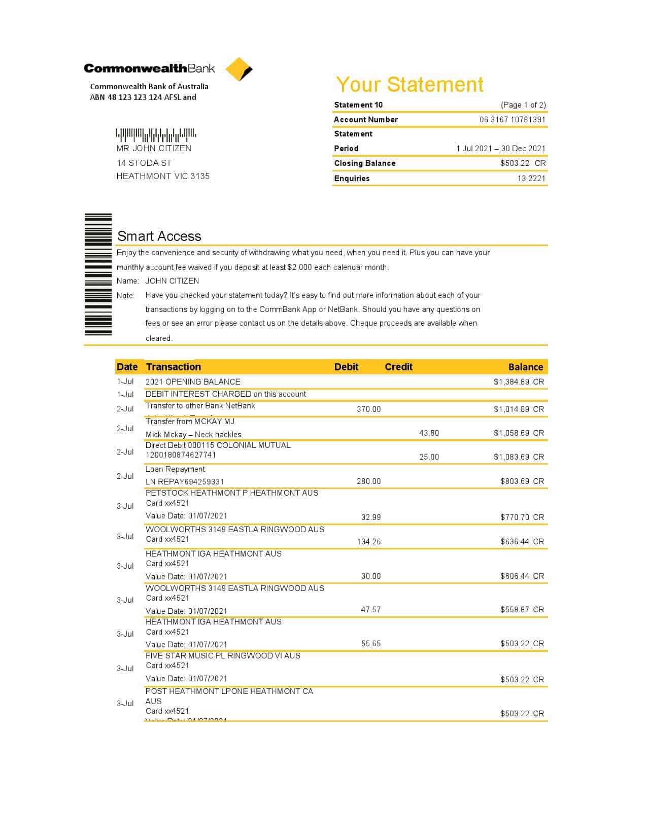 Australia-Commonwealth-bank.jpg Australia Commonwealth Bank statement template in Excel and PDF format, fully editable