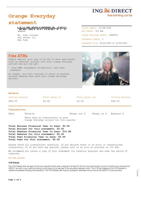 Australia-ING-Direct-bank-statement-Word-and-PDF-template-2-pages-1.jpg Australia ING Direct bank statement, Word and PDF template, 2 pages