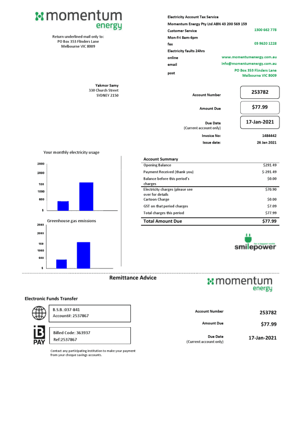 Australia-Momentum.png Australia Momentum Energy Utility Bill Template in Word and PDF Format