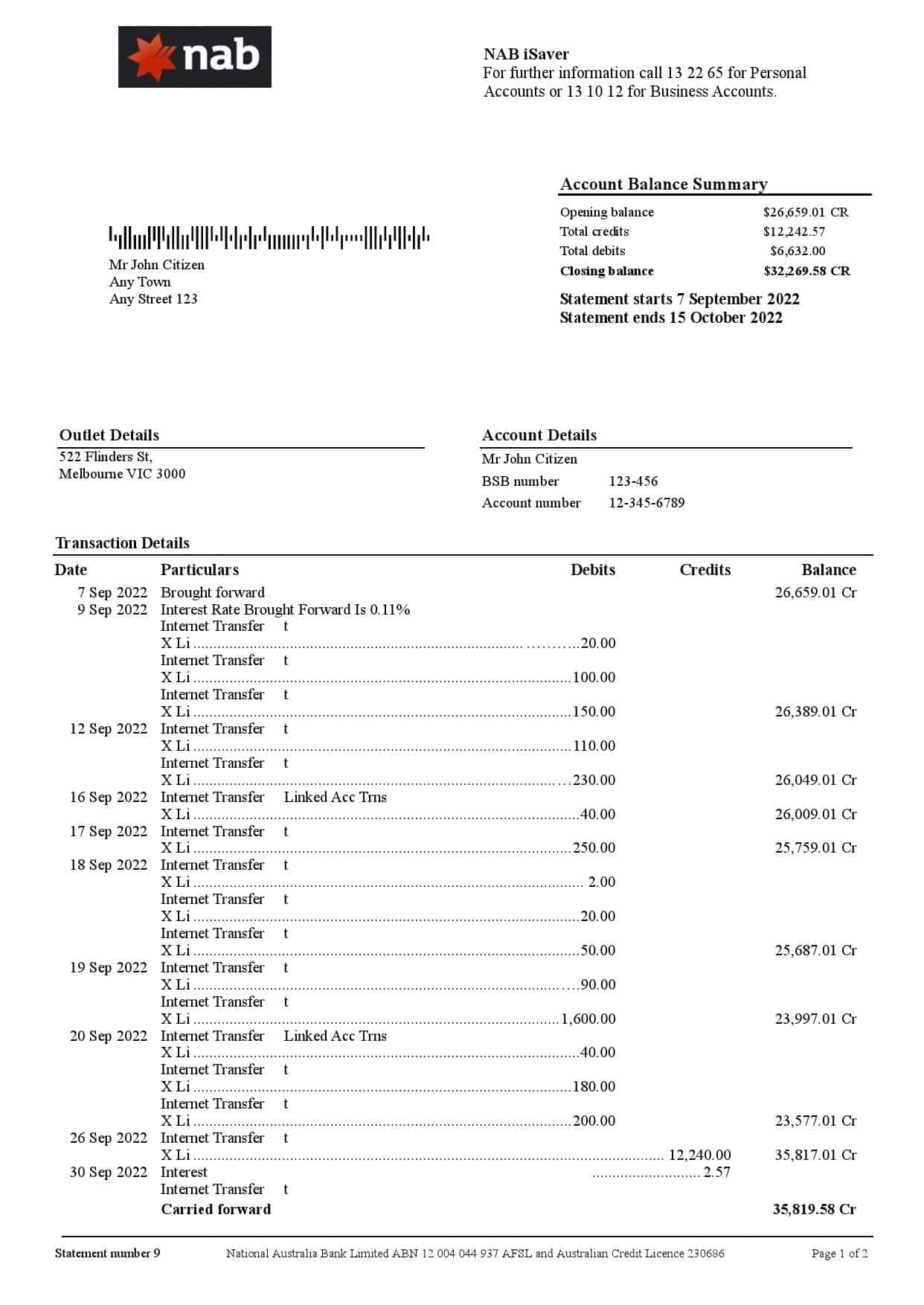 Australia-NAB-bank-statement-Word-and-PDF-template-2-pages-1.jpg Australia NAB bank statement, Word and PDF template, 2 pages