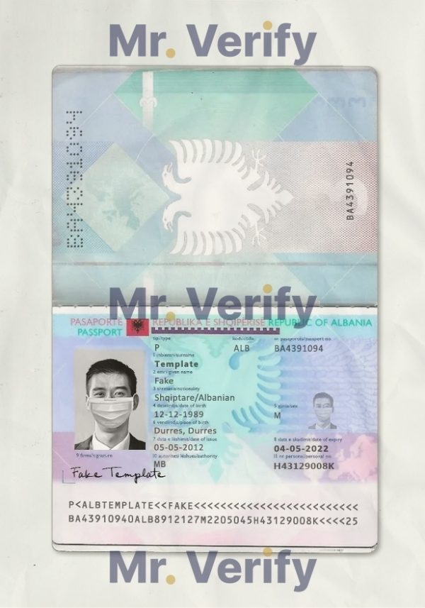 Editable Albania Passport PSD Template