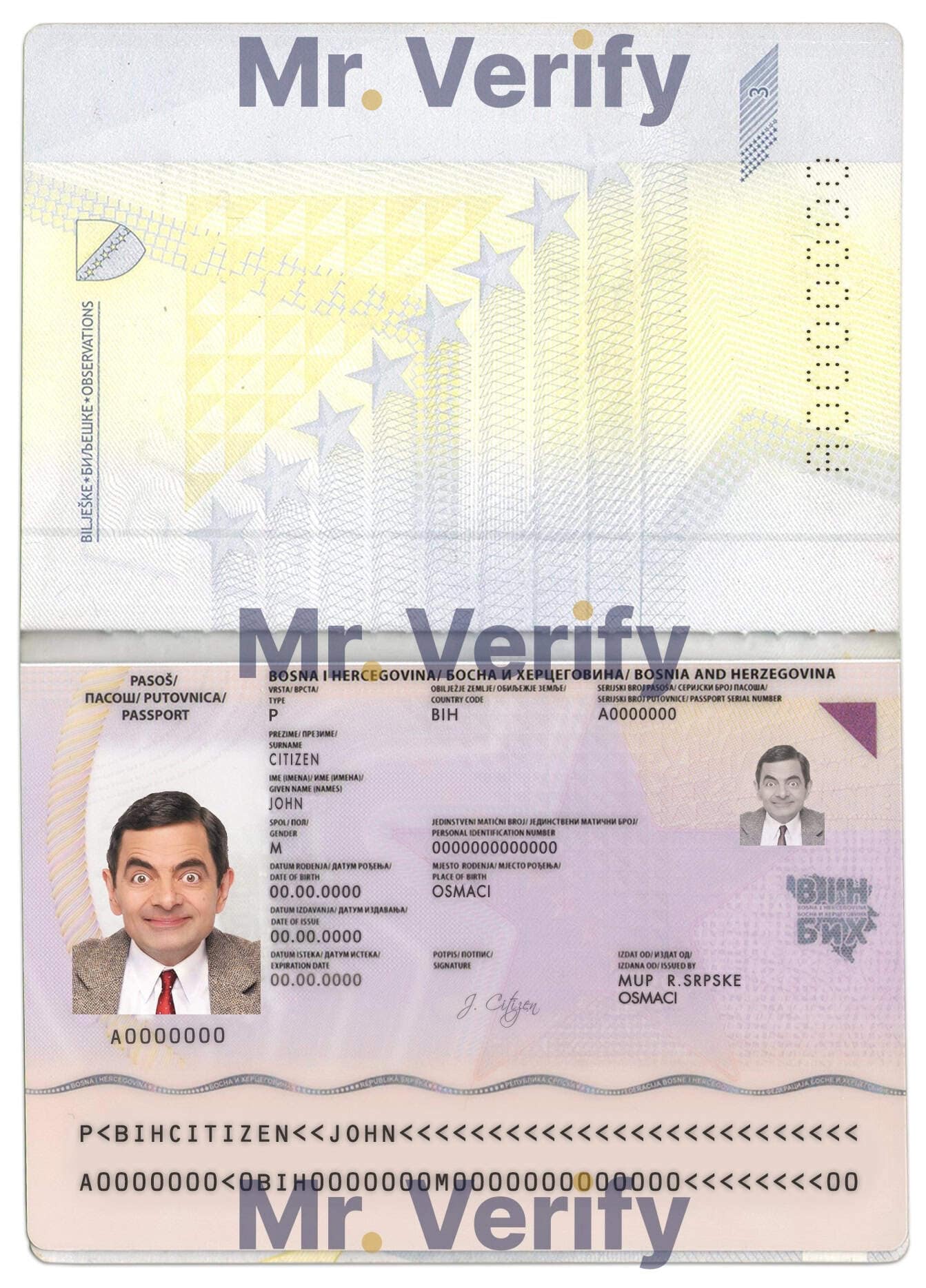 Authentic-Bosnia-and-Herzegovina-PSD-Passport-Template.jpg Editable Bosnia and Herzegovina Passport PSD Template