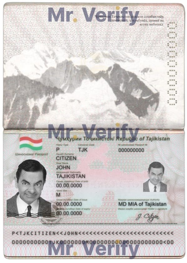 Tajikistan Passport PSD Template