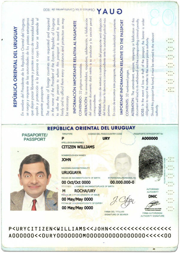 Uruguay Passport psd template