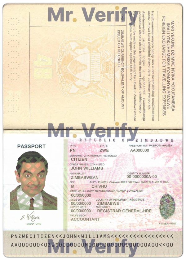 Editable Zimbabwe Passport PSD Template