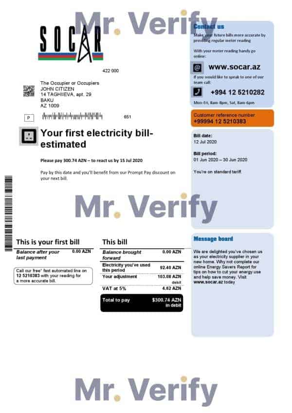 Azerbaijan-Socar.jpg Azerbaijan Socar Gas utility bill template in Word and PDF format
