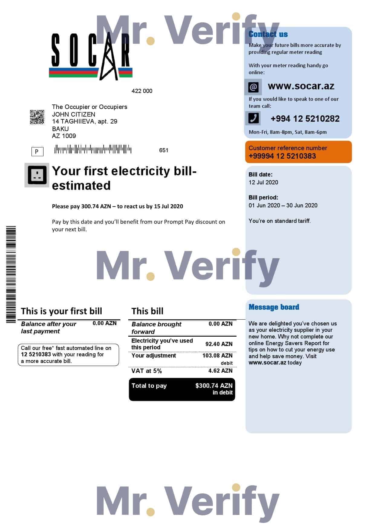 Azerbaijan-Socar.jpg Azerbaijan Socar Gas utility bill template in Word and PDF format