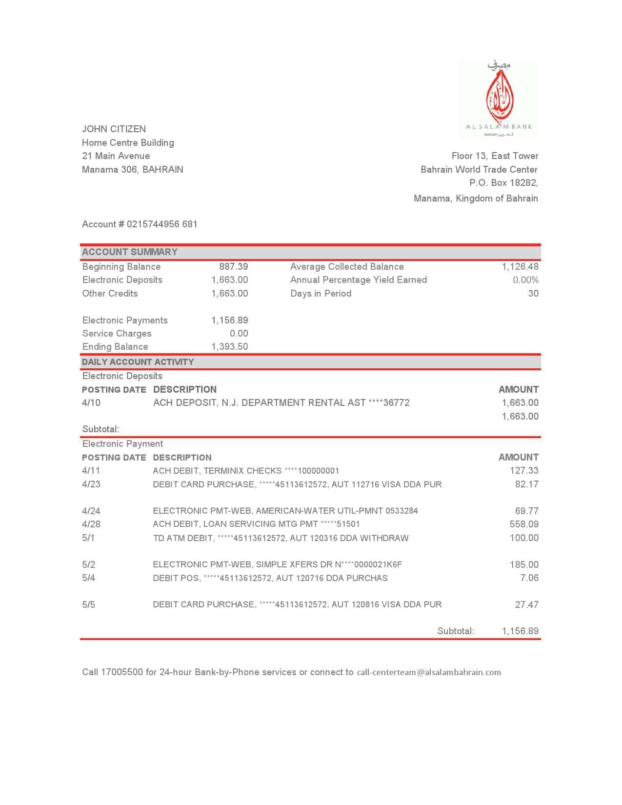 Bahrain-Al-Salam-Bank-1.jpg Bahrain Al Salam Bank proof of address statement template in Word and PDF format