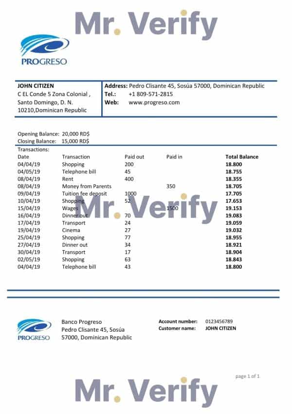 Banco-Progreso.jpg Dominican Republic Progreso bank statement template, Word and PDF format (.doc and .pdf)