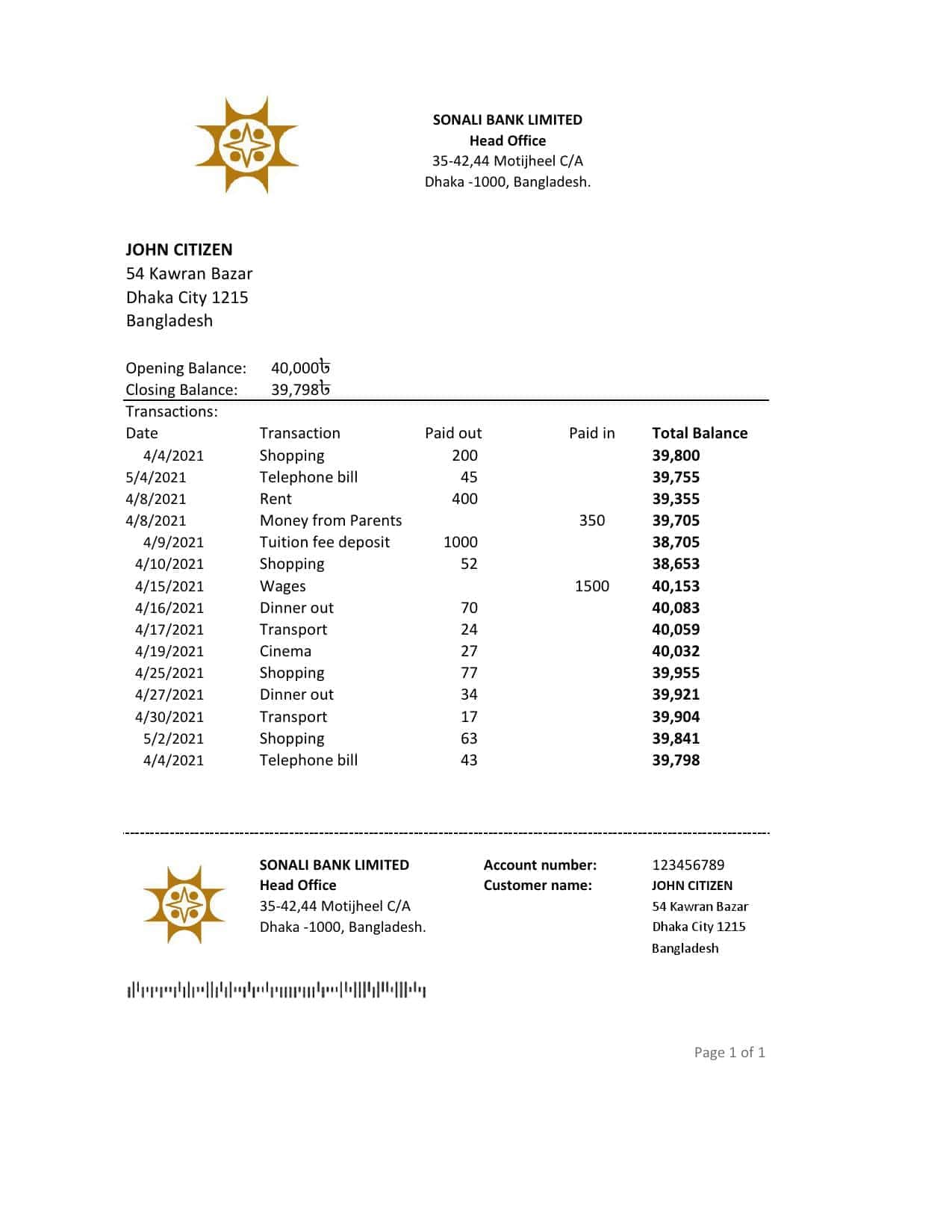 Bangladesh-Sonali-Bank-1.jpg Bangladesh Sonali Bank Proof of Address Statement Template in Word and PDF Format (.doc and .pdf)
