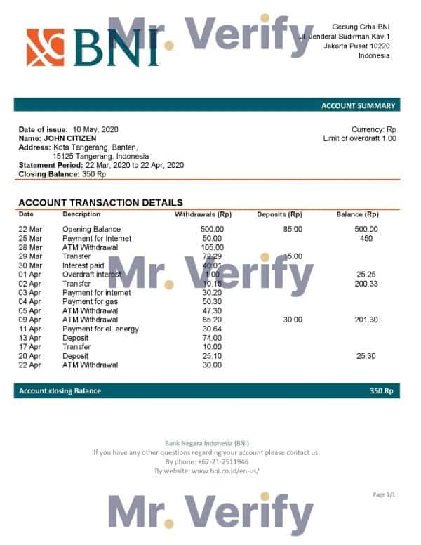 Bank-Negara-Indonesia-BNI.jpg Indonesia Bank Negara Indonesia (BNI) proof of address bank statement in Word and PDF format