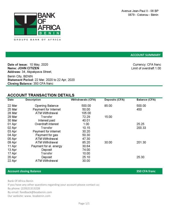 Bank-of-Africa-.jpg Benin Bank of Africa bank statement template in Word and PDF format