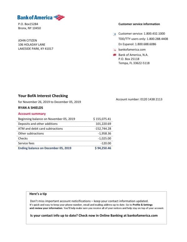 Bank-of-America-statement_000001.jpg USA Bank of America bank statement easy to fill template in Word and PDF format