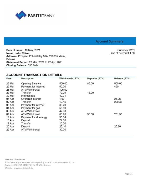 Belarus-Paritet-bank-statement-template-in-Word-and-PDF-format.jpg Belarus Paritet bank statement template in Word and PDF format