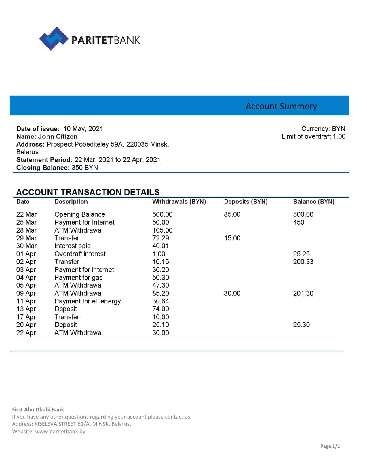 Belarus-Paritet-bank-statement-template-in-Word-and-PDF-format.jpg Belarus Paritet bank statement template in Word and PDF format