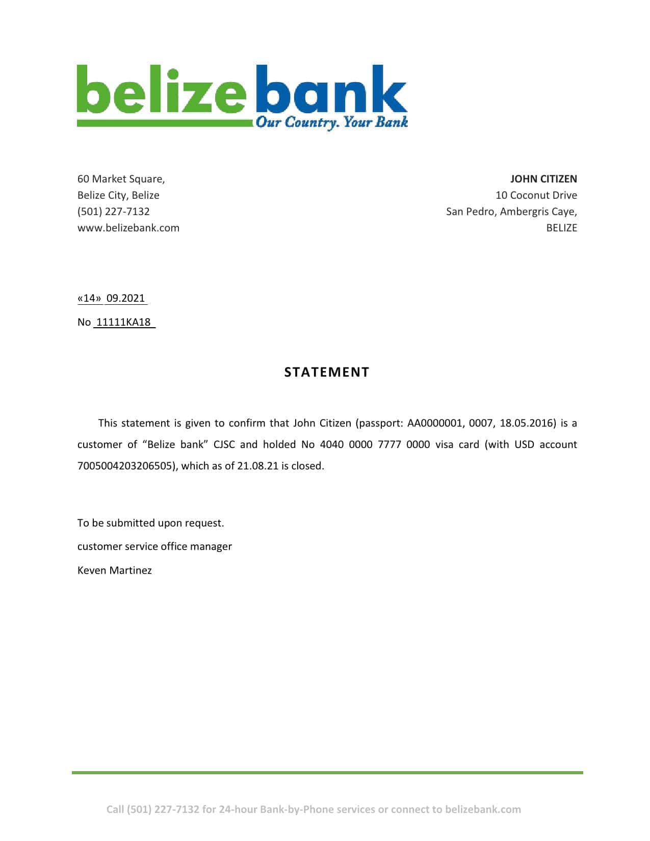 Belize Belizebank bank account closure reference letter template in Word and PDF format Belize Belizebank bank account closure reference letter template in Word and PDF format