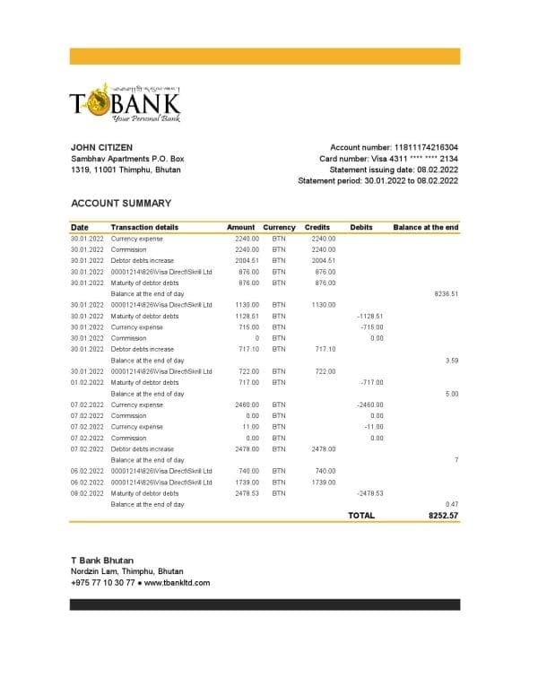 Bhutan-T-Bank-Statement-template-in-Excel-and-PDF-format.jpg Bhutan T Bank Statement template in Excel and PDF format