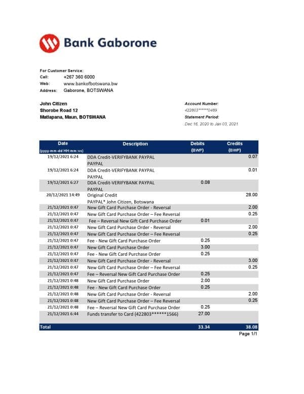 Botswana-Bank.jpg Botswana Bank Gaborone bank statement template in Excel and PDF format, fully editable