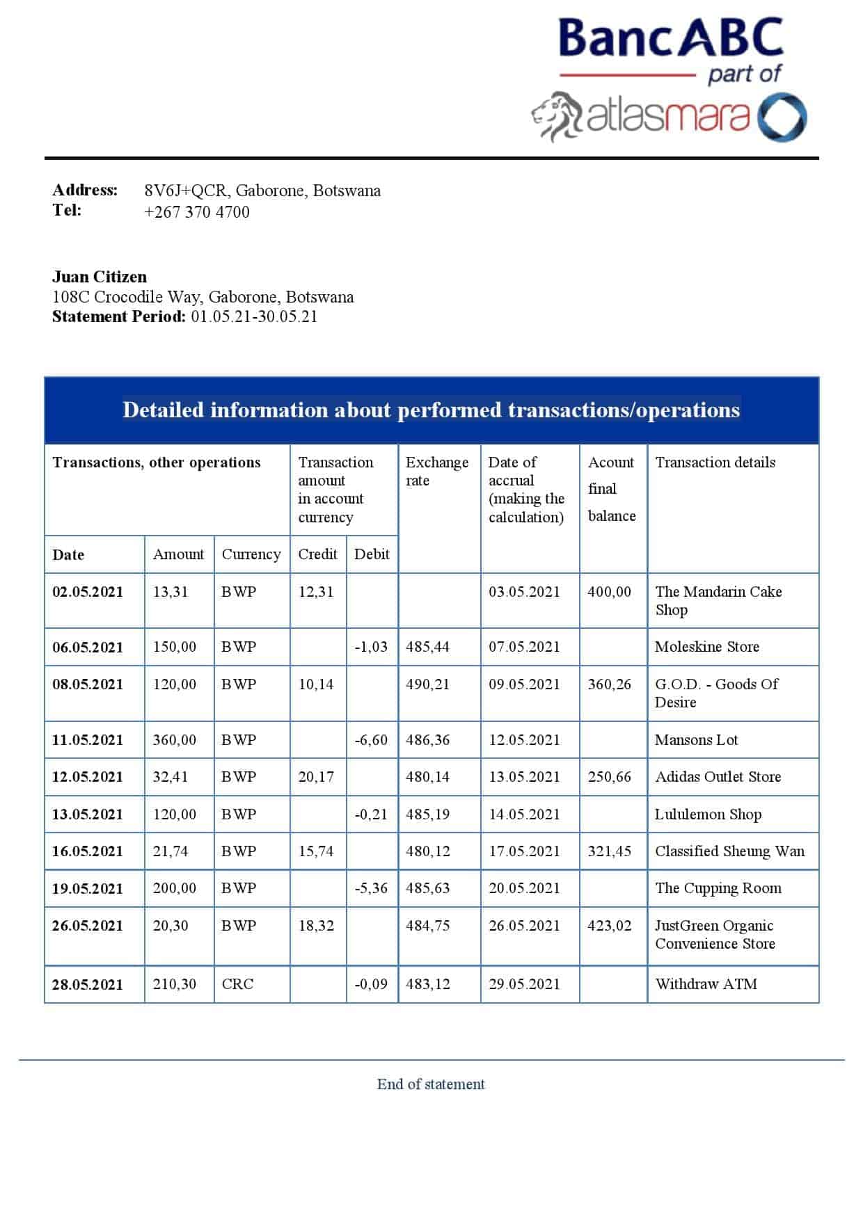 Botswana-Bank-ABC-bank-statement-template-in-Word-and-PDF-format.jpg Botswana Bank ABC bank statement template in Word and PDF format