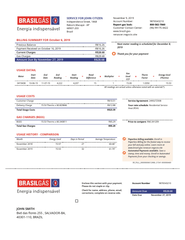 Brazil-Gas-utility-bill.png Brazil Gas utility bill template in Word and PDF format